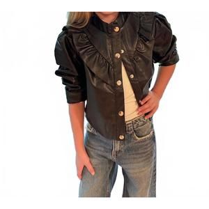NEW TWEENSTYLE girl's faux leather ruffle jacket in black